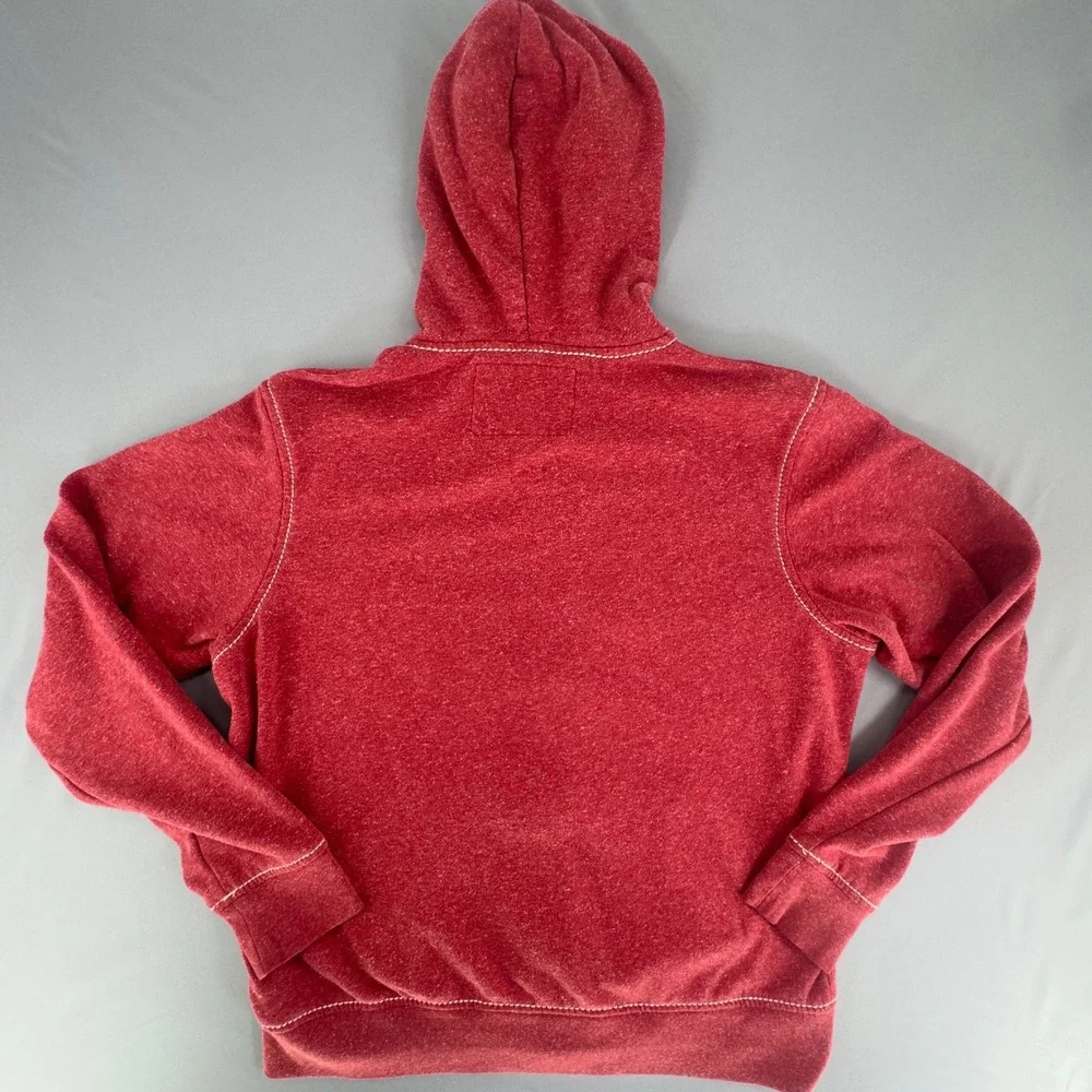 True Religion Mens Red Heather Zip Up Hoodie Contrast Stitch Logo 2XL XXL